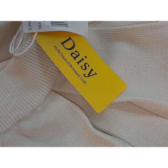 New Womens Size Medium Pleated Academia Preppy Knit Mini Tennis Skirt Beige - Picture 7 of 8